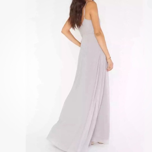 NWT NIP  SHOW ME YOUR MUMU Faith Maxi Dress Dove Grey Chiffon Size: Small - Picture 2 of 5